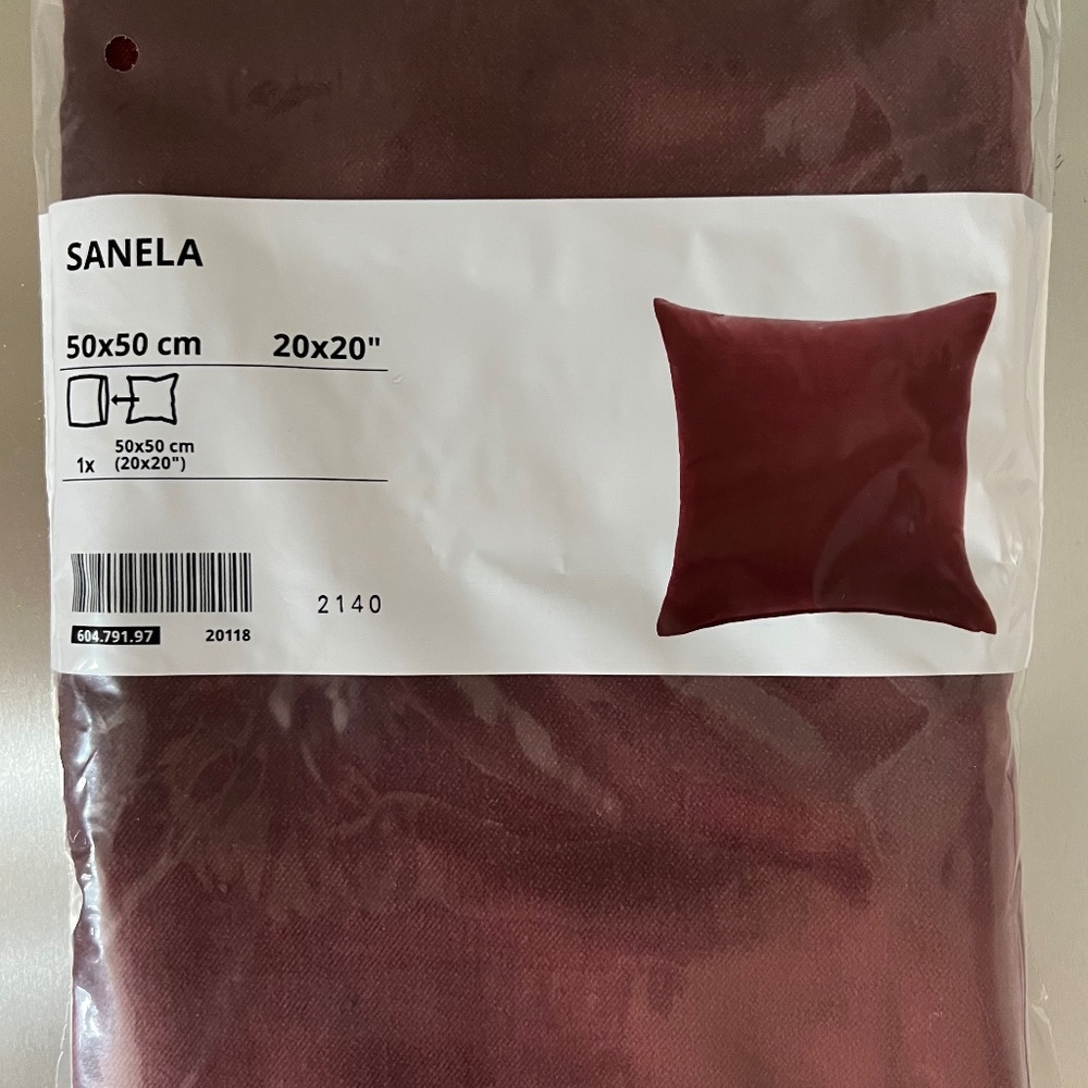COPY - IKEA SANELA burgundy (red-brown) cover for 20x 20” cushion, new